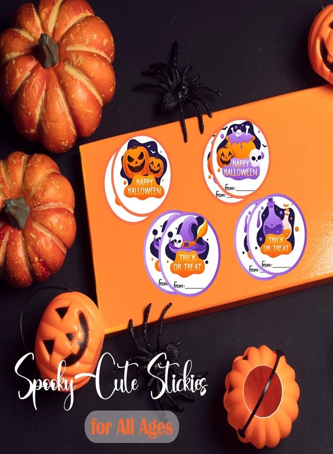 Kqfdr Happy Halloween Round Stickers, 40 Pcs Trick or Treat Name Label for Gift Wrapping, Self-Adhesive Round Seal Labels for Party Favors Marking -A05 - Image 5